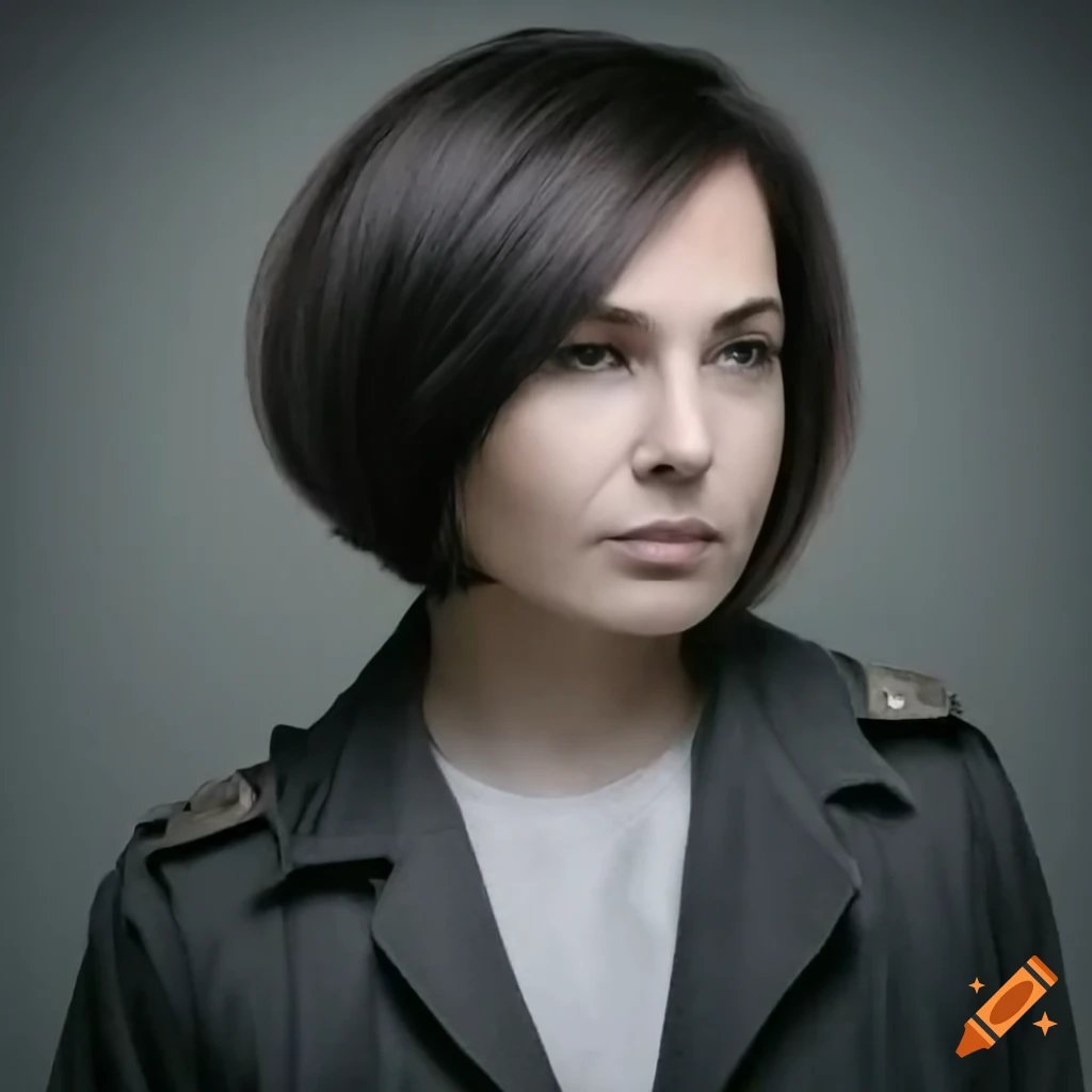 Photorealistic portrait of a 27yearold woman with a trench coat on
