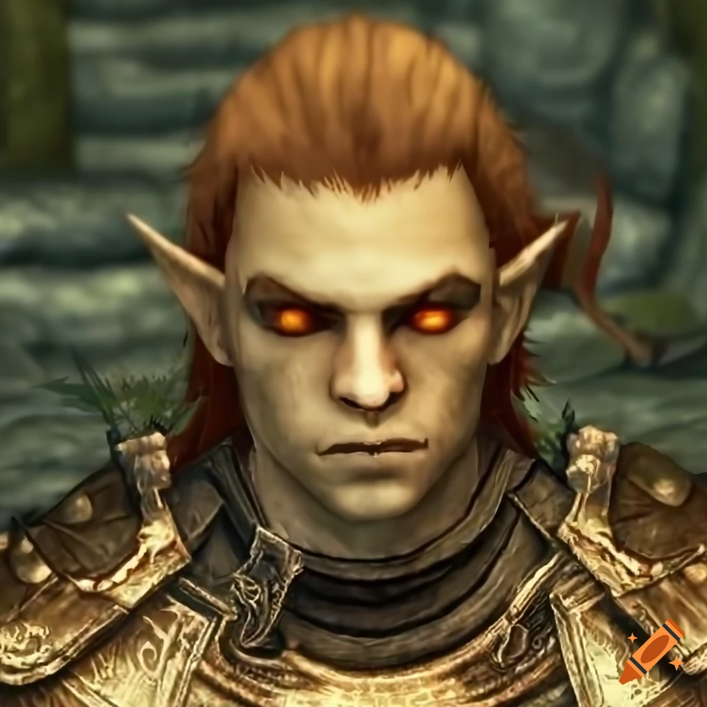 Warrior With A Golden eyed Half orc And Half elf On Craiyon