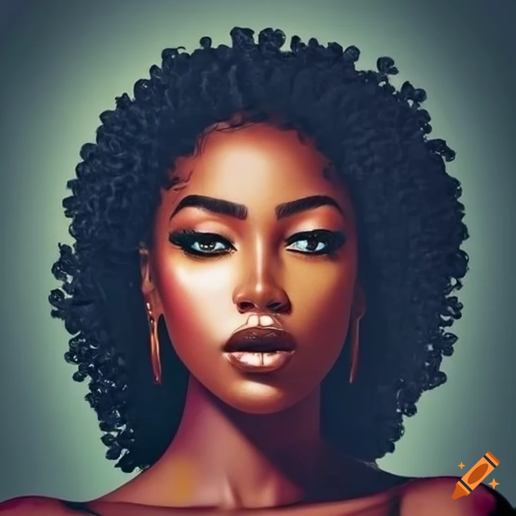 Portrait of a beautiful black woman on Craiyon