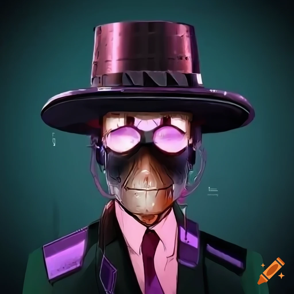 futuristic cyberpunk artwork with a stylish hat