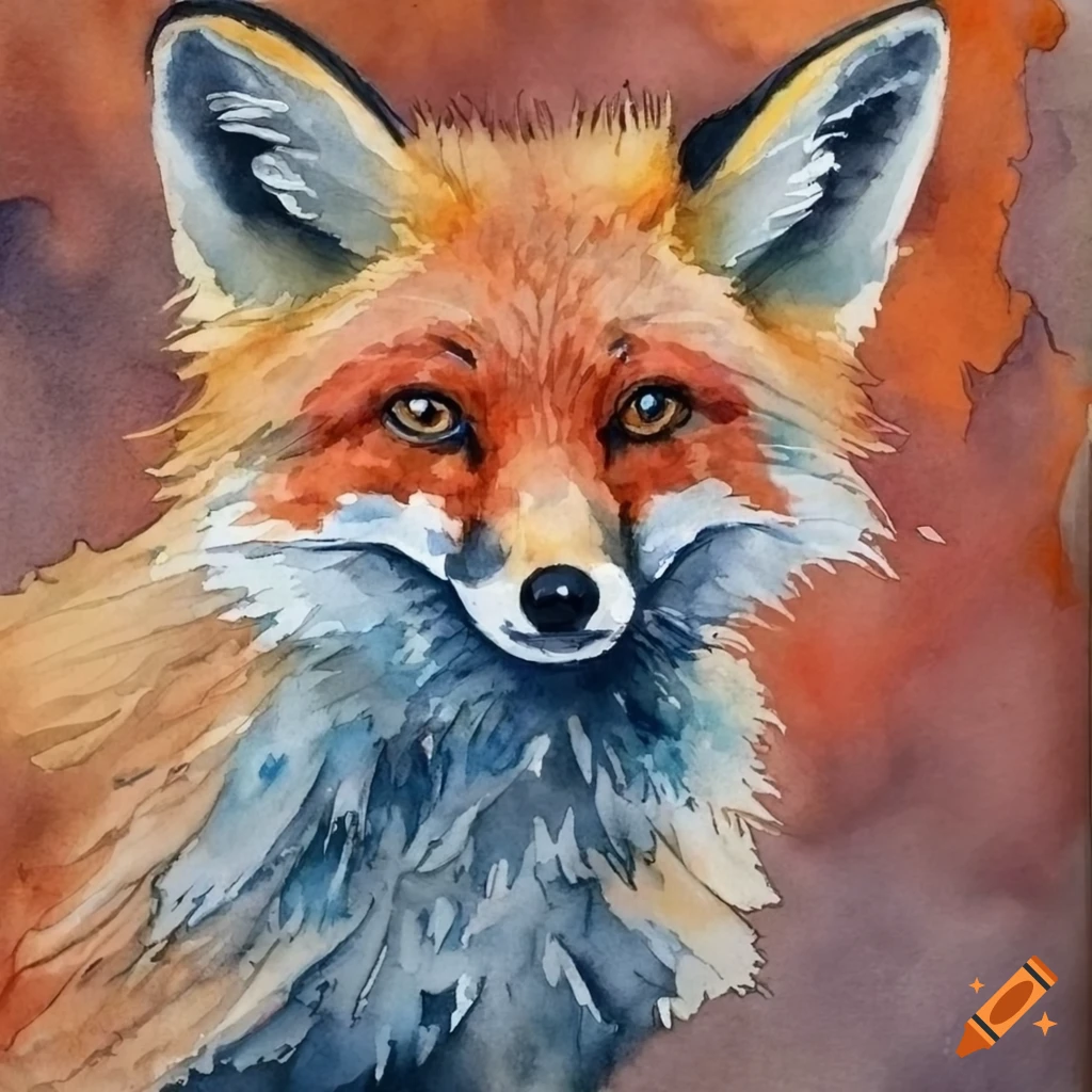 fox watercolor painting