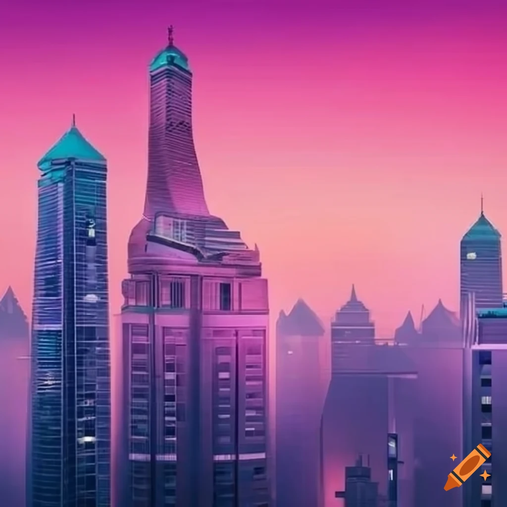 nighttime view of futuristic buildings in India city