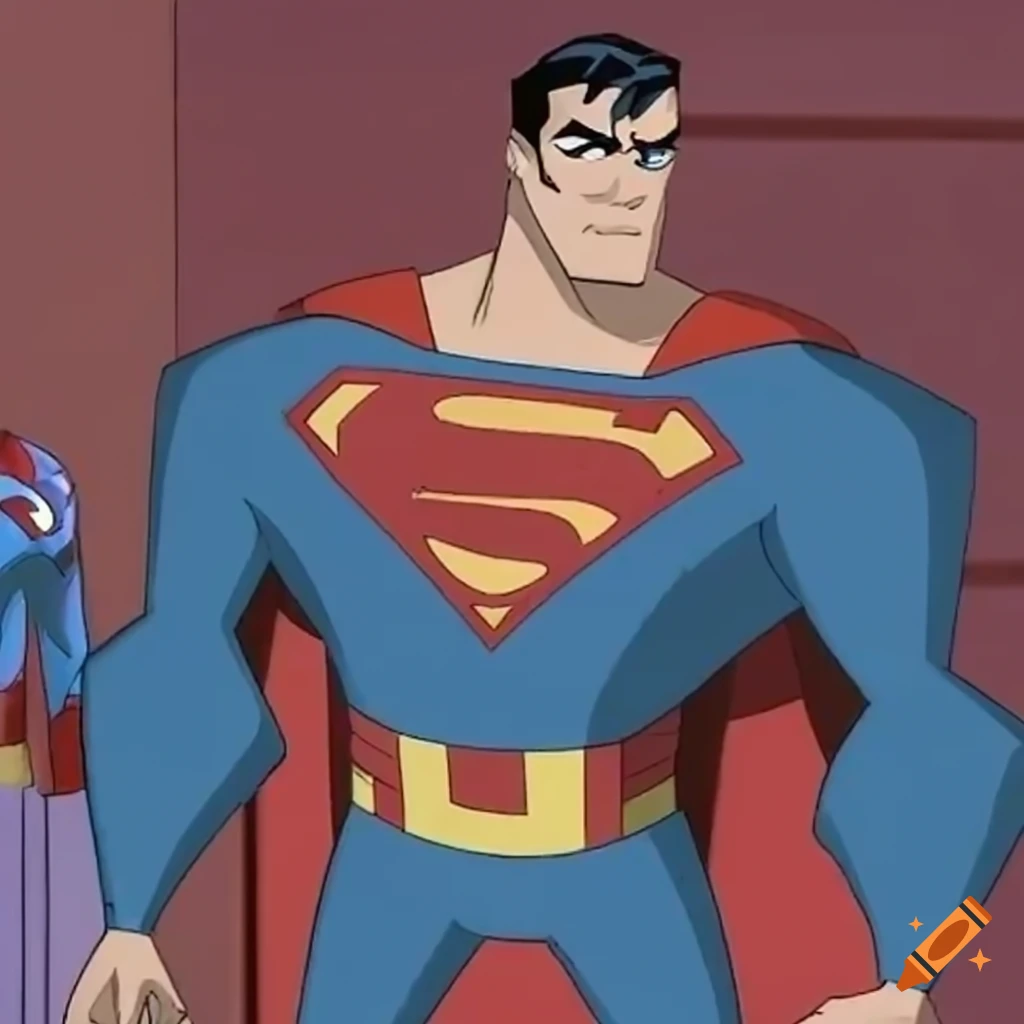 fusion of Superman and Captain America in the style of Justice League Unlimited and Avengers: Earth's Mightiest Heroes