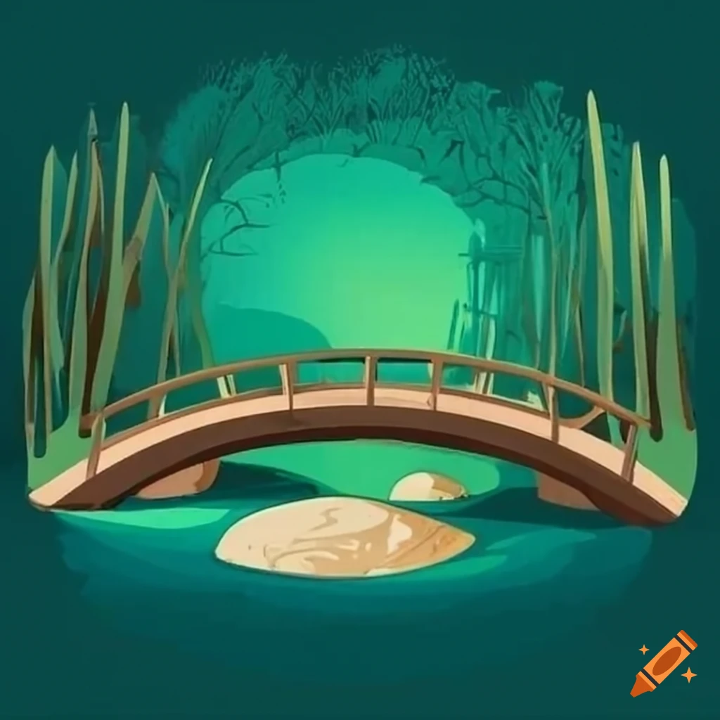 sage green zen garden with raked sand and garden bridge