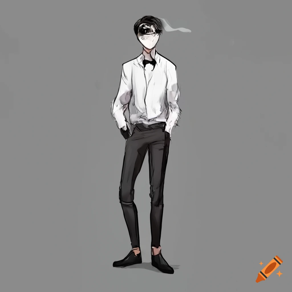 Half body young man with light skin tone and dark colored hair wearing  jacket outer, shirt, and black tie vector illustration isolated on square  background. Simple flat outlined cartoon anime style. 28135113