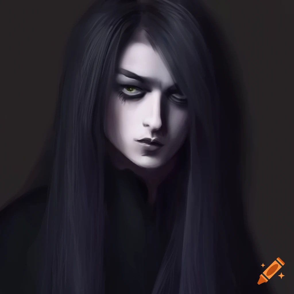 Gothic Fashion Of An Androgynous Person With Long Black Hair 0335