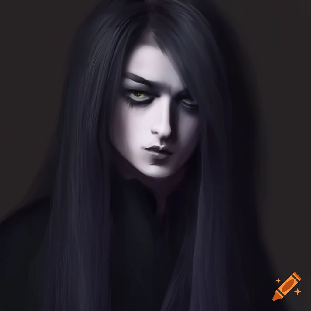 Gothic Fashion Of An Androgynous Person With Long Black Hair 9637