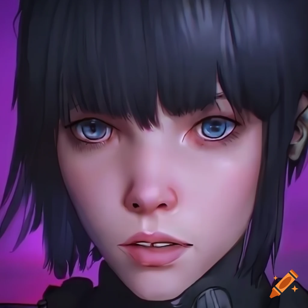 Cyberpunk anime girl with realistic shading
