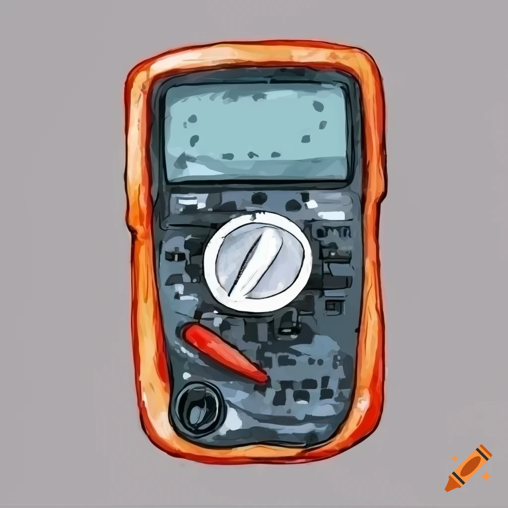 Watercolor illustration of a multimeter on Craiyon