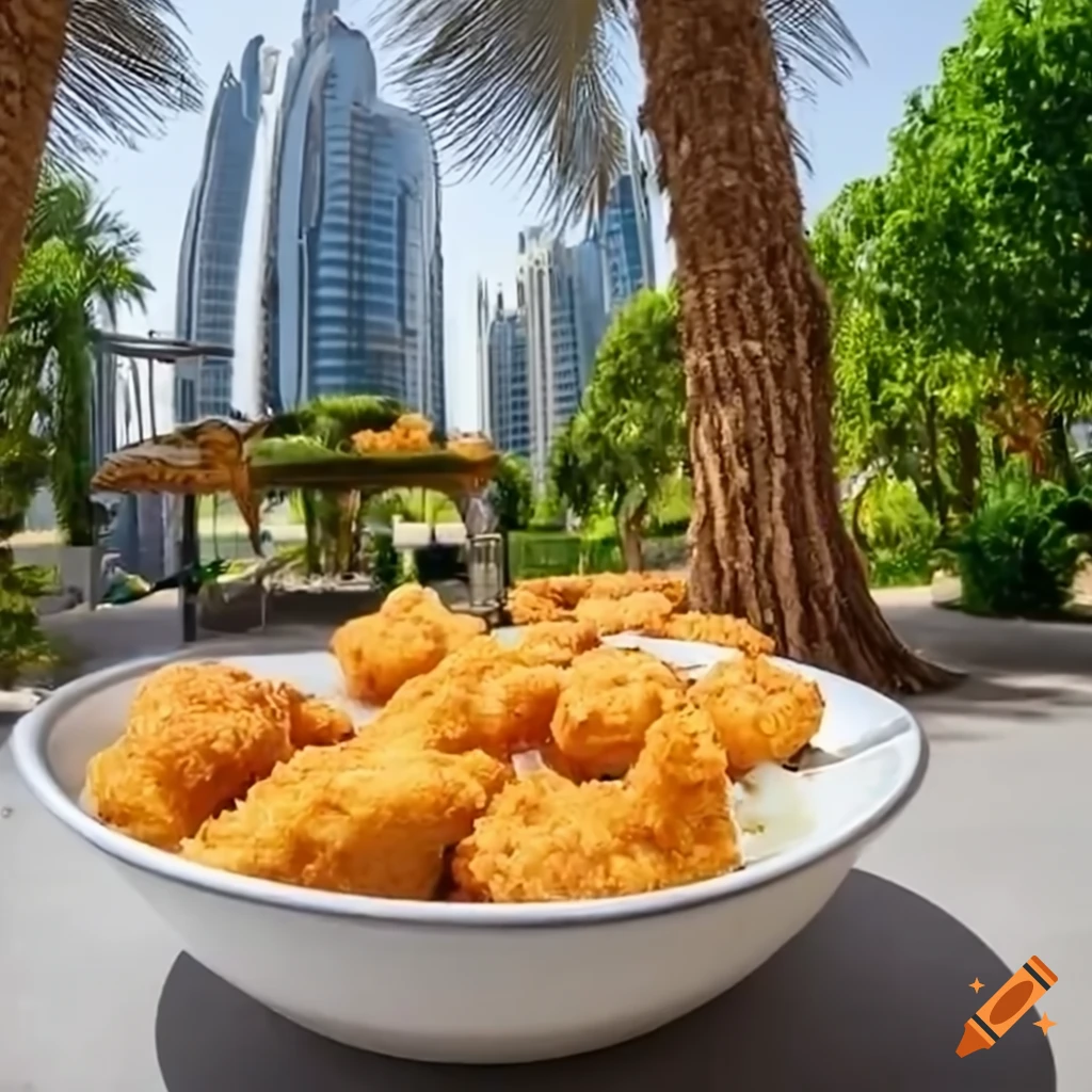 delicious chicken nuggets and rice dish in a sunny garden