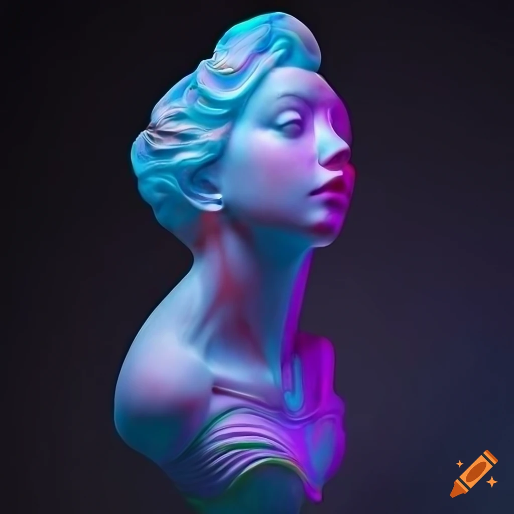 Intricately sculpted marble figures with vibrant colors on Craiyon