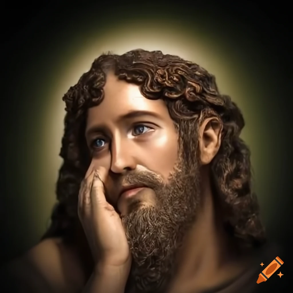 Closeup of jesus leaning over on Craiyon