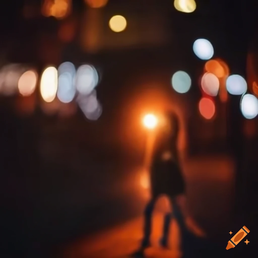 woman walking in the city at night