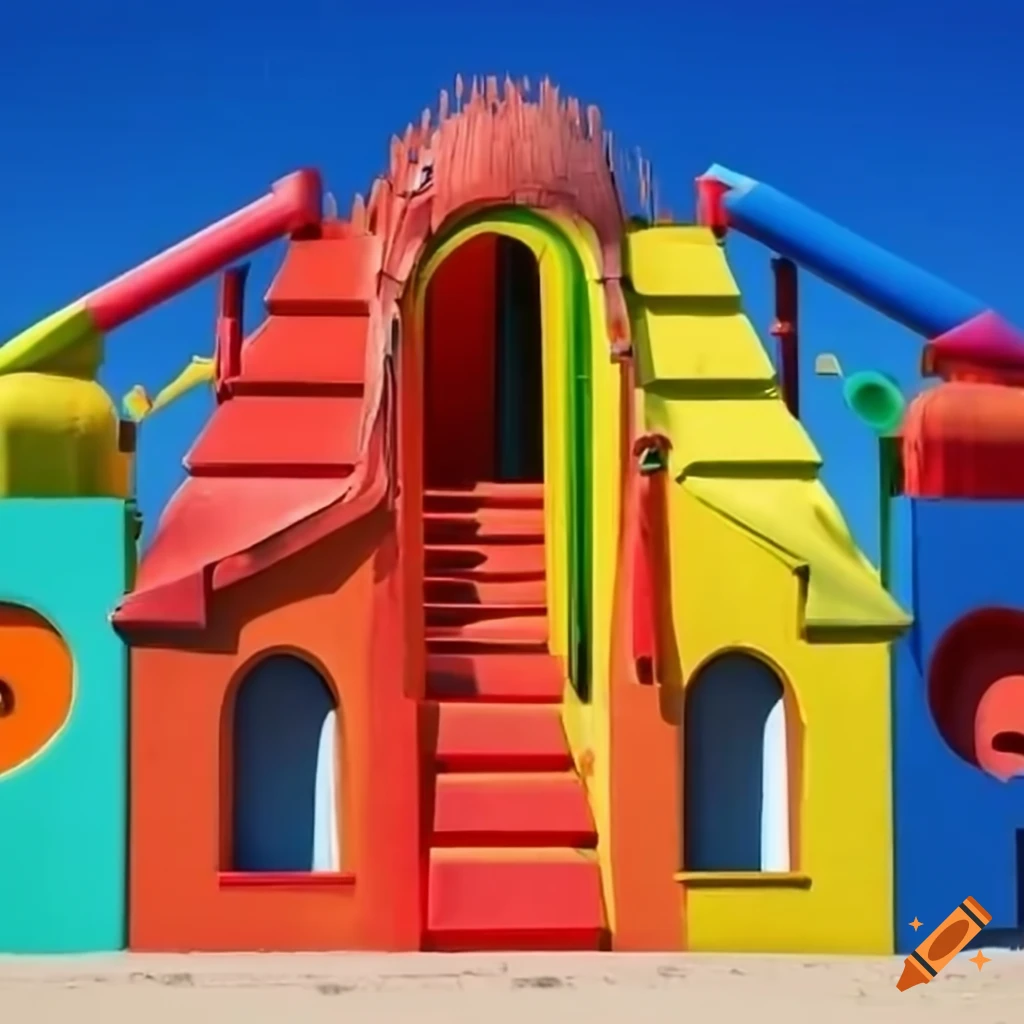 colorful and surreal playground structures on Craiyon