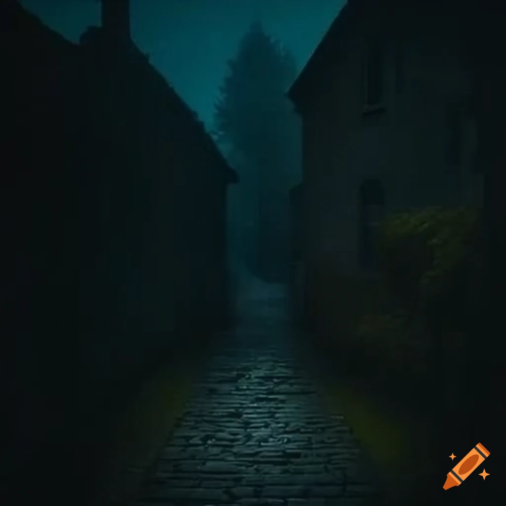 mysterious misty alley in Scottish village