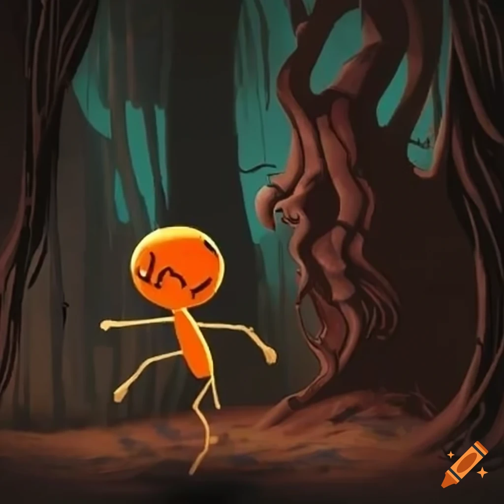 illustration of stickmen escaping from land