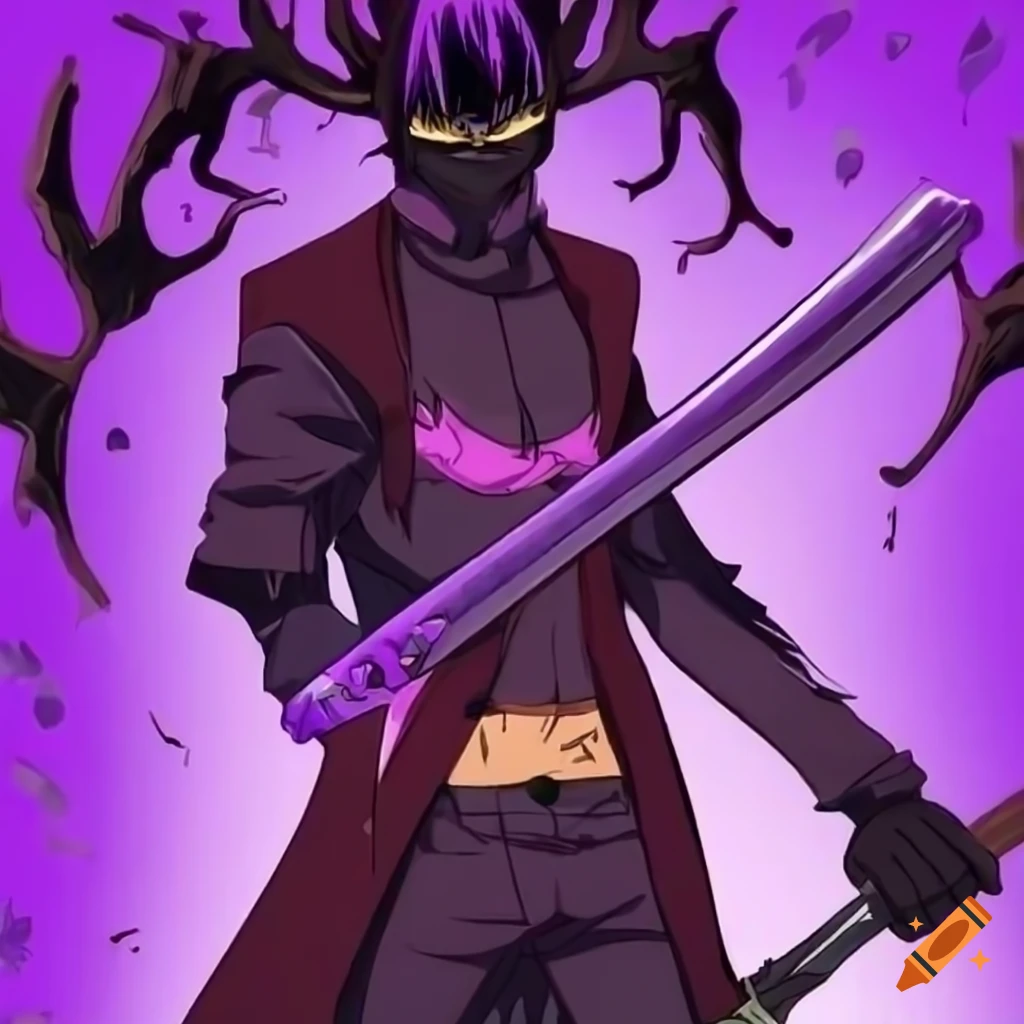 Anime character with purple dominus and sword