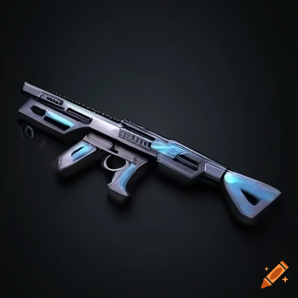 Futuristic automatic rifle with a touch of fairy on black background