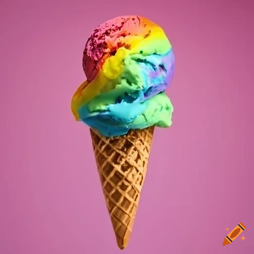 Colorful Rainbow Ice Cream Cone On Craiyon