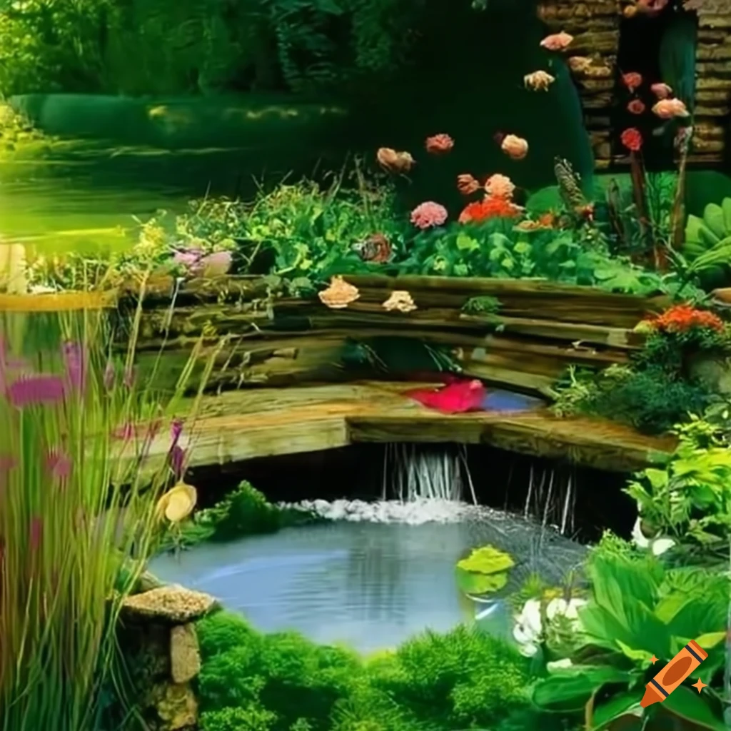 corner garden with a pond