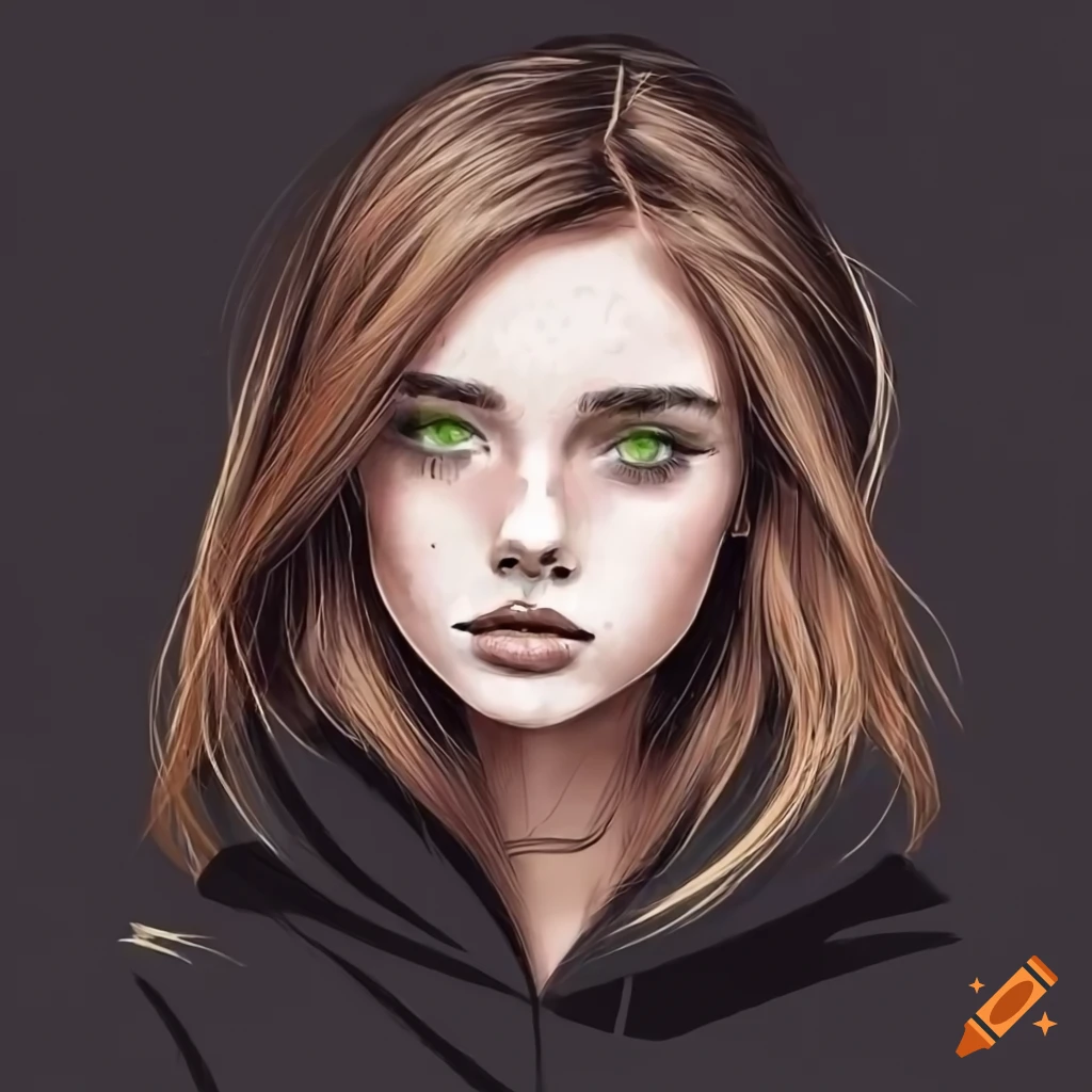 Girl with freckles wearing a black hoodie