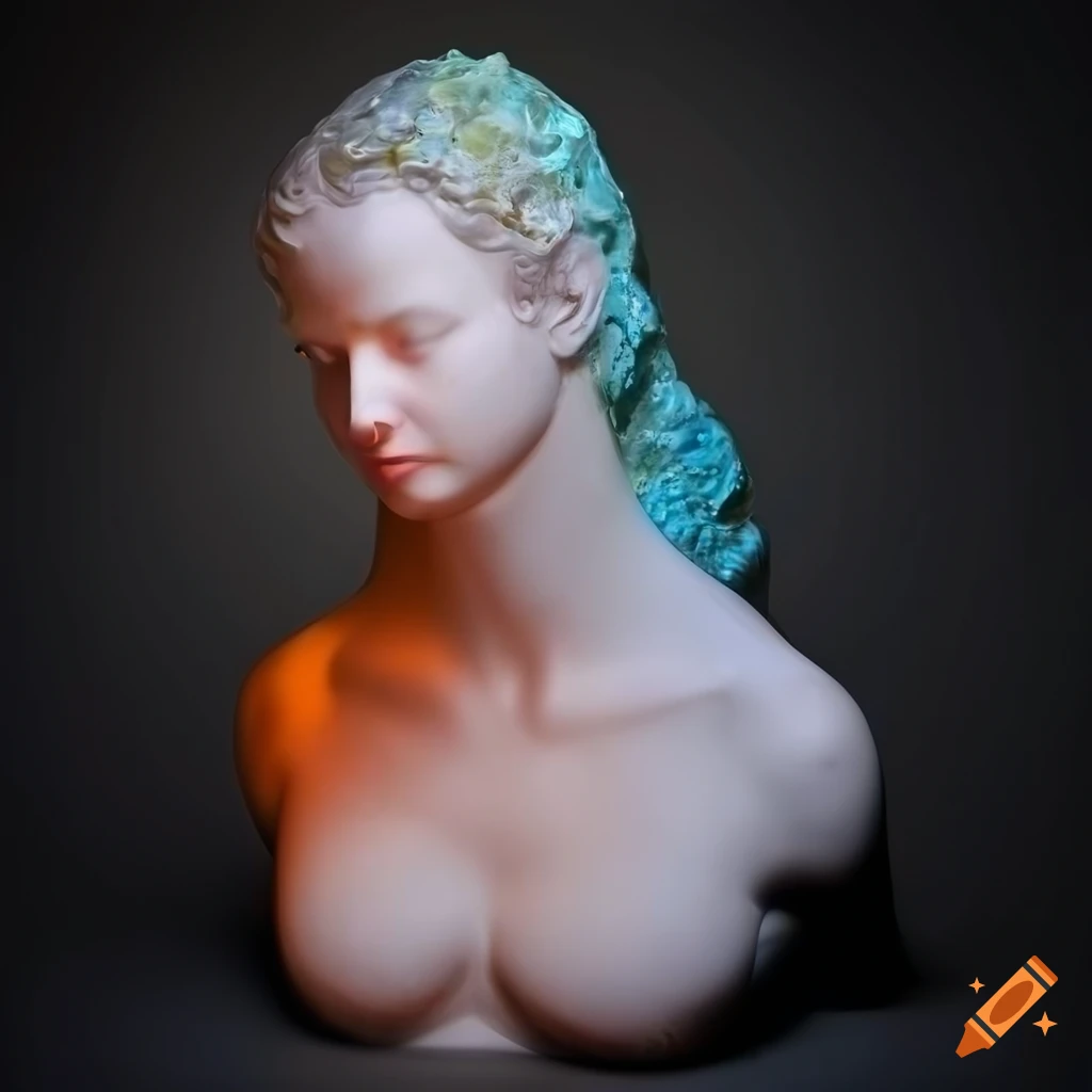sculpture of colourful marble figures