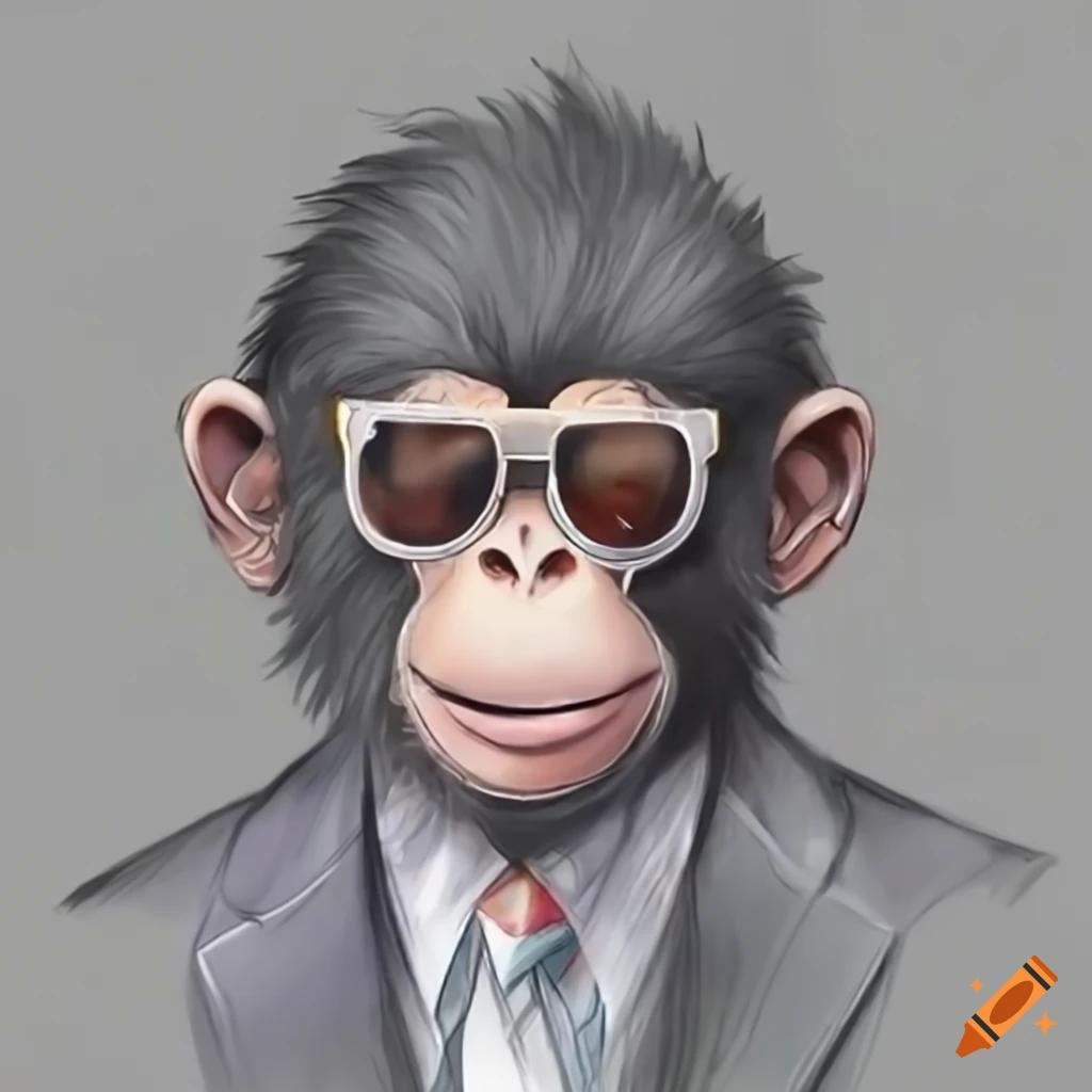 Lexica - Discord profile picture of a monkey wearing sunglasses and a suit,  looking to the side, cool, relistic