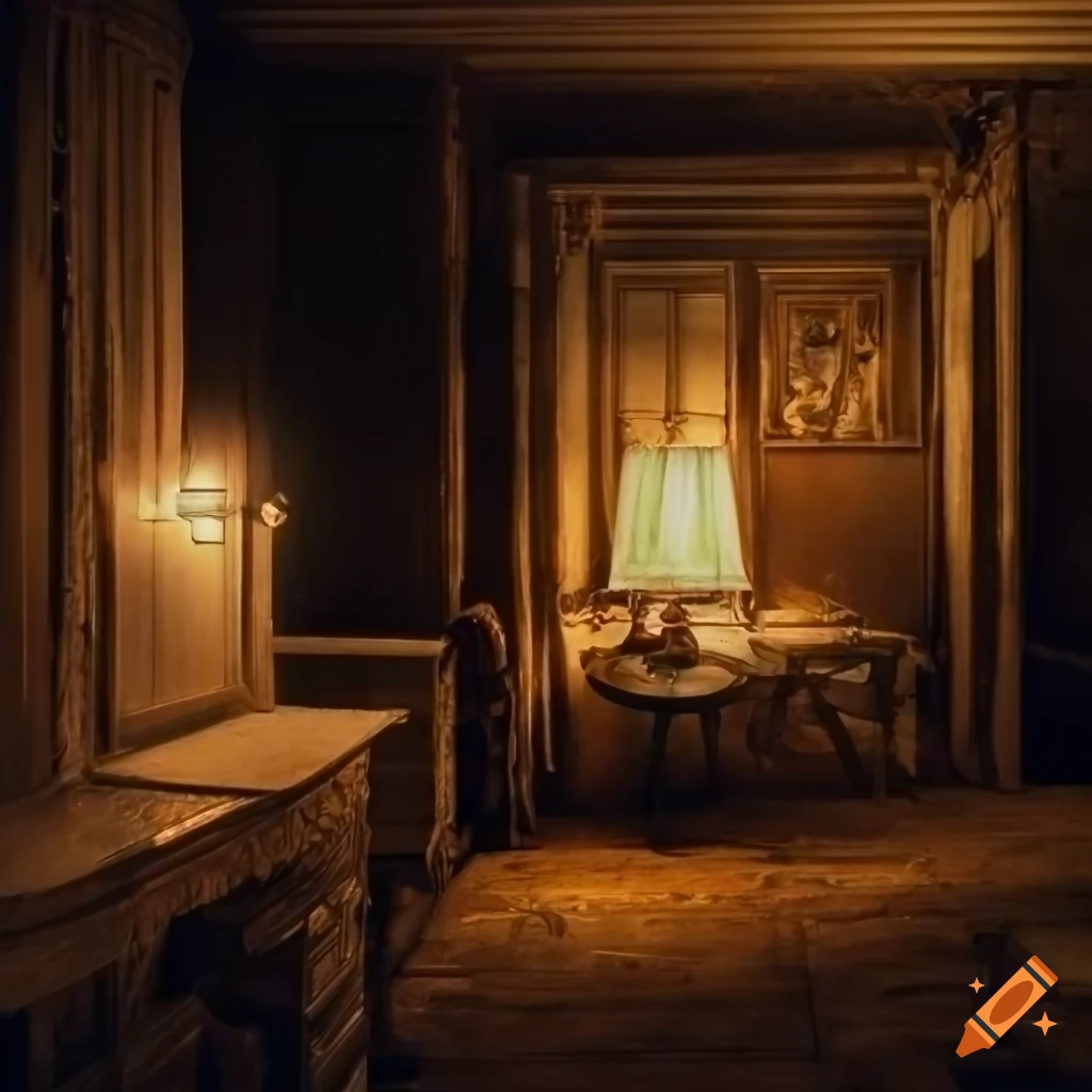 Dimly lit vintage living room on craiyon