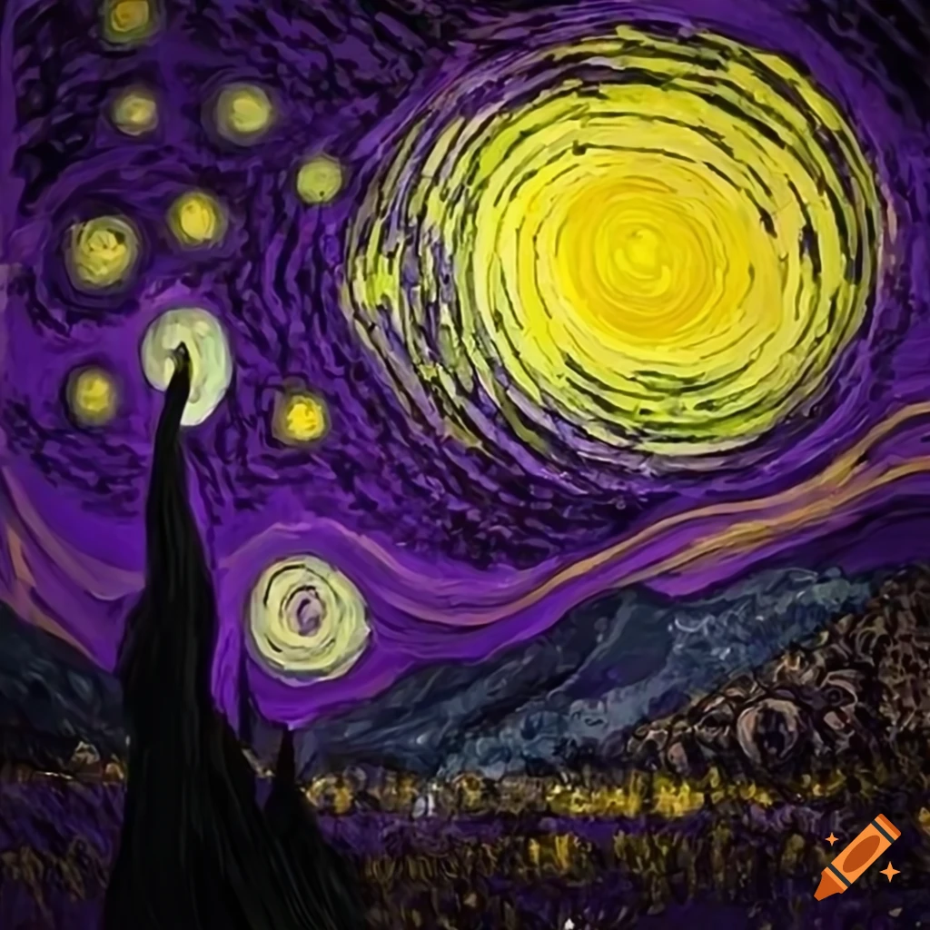 Purple And Yellow themed Starry Night