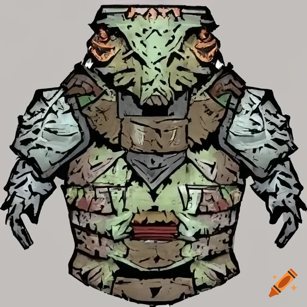 Ornate lizard head armor plate from darkest dungeon on Craiyon