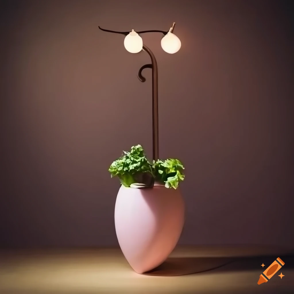 Flower pot with builtin table lamp
