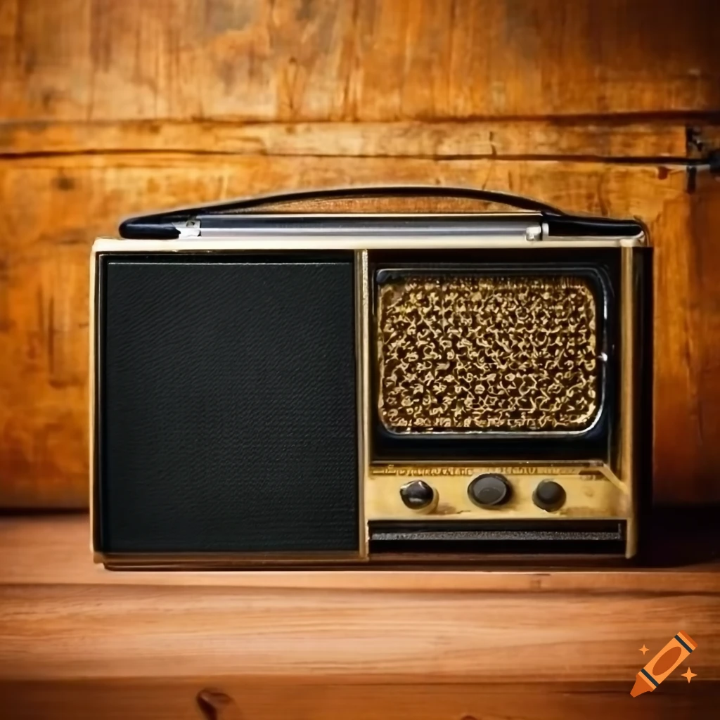 vintage radio on a wooden table