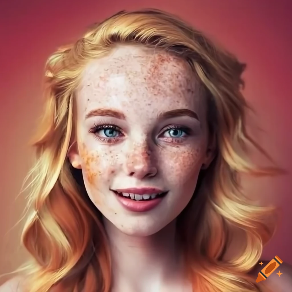 Portrait of a beautiful young woman with freckles and strawberry blonde