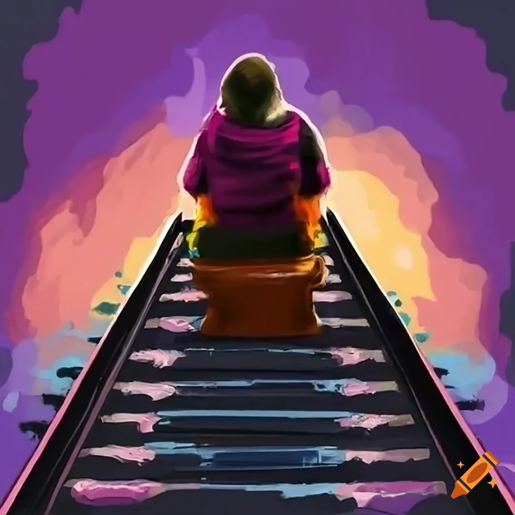 person sitting on a train platform