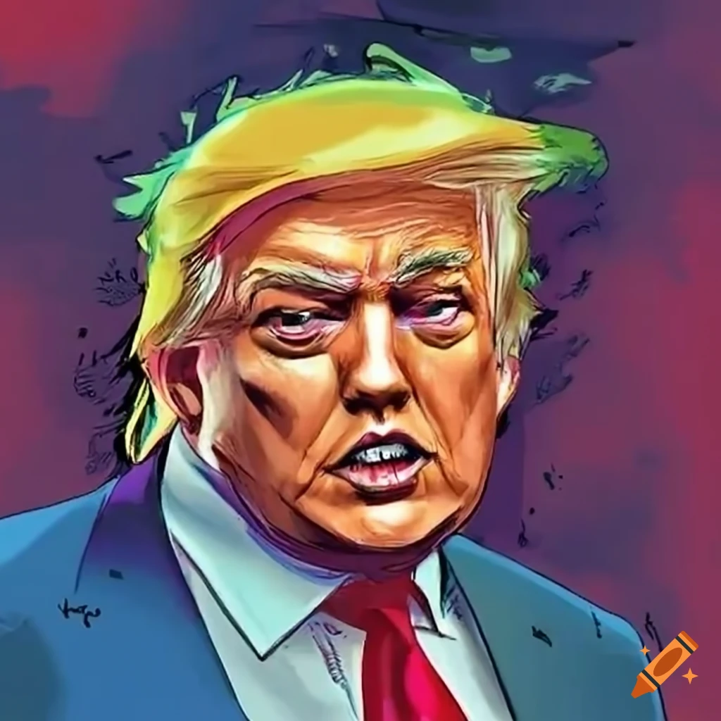 Satirical portrayal of donald trump as a marvel comic villain