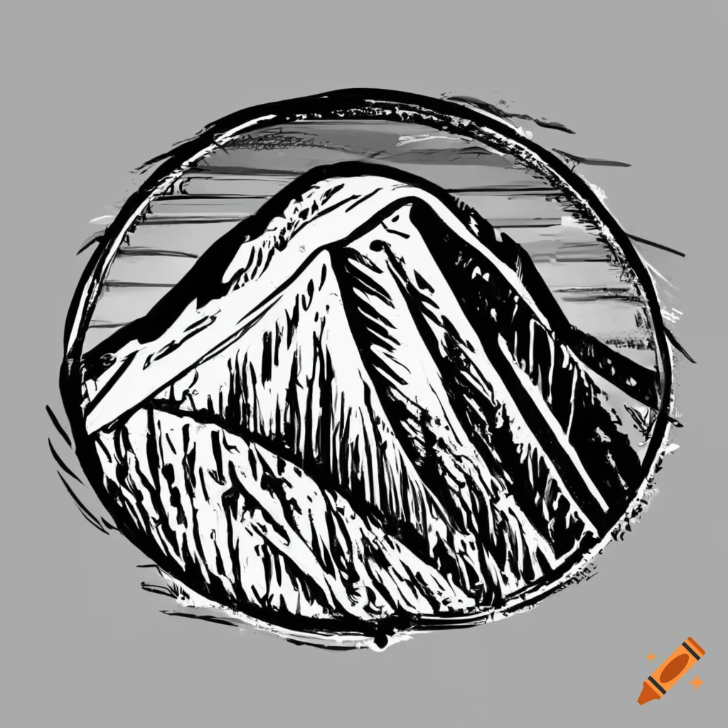 Mountain, Logo, Silhouette, Drawing, Black, Black And White , Text, Line,  Mountain, Logo, Silhouette png | PNGWing