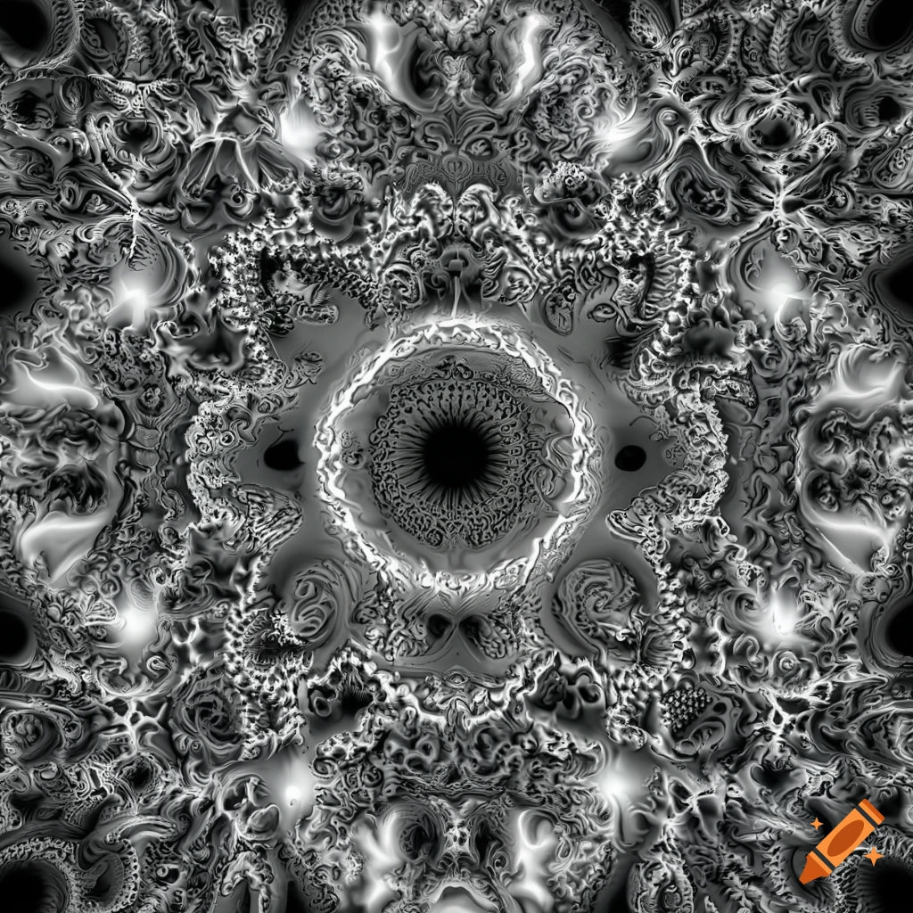 fractal art of ying and yang with lightning