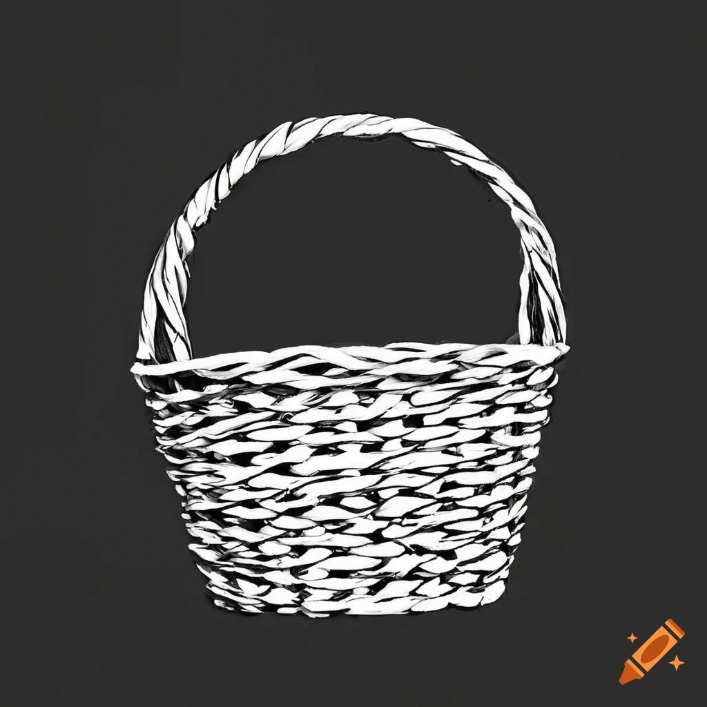 Black and white woven basket on Craiyon