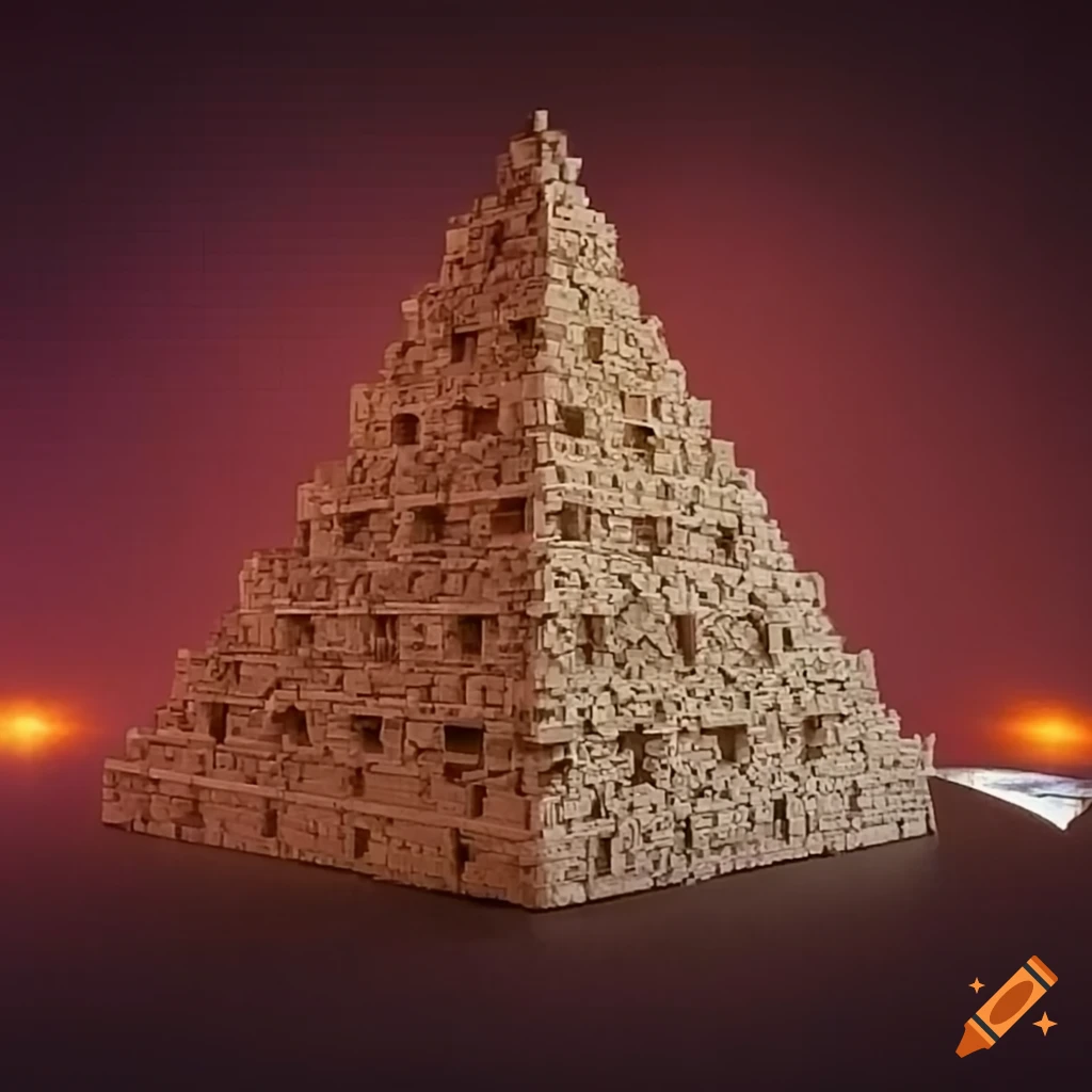 Floating upside down pyramid in space