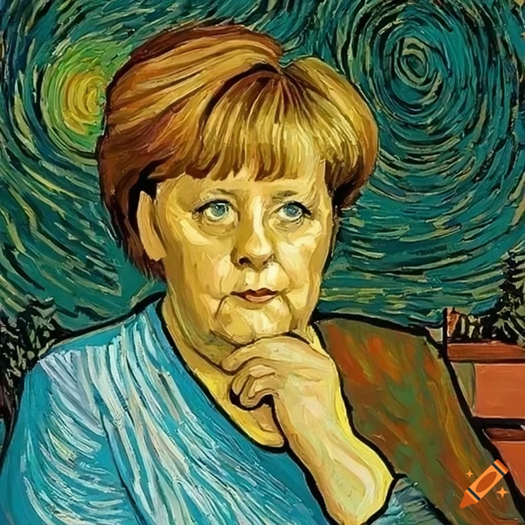 Portrait of angel merkel in van gogh style on Craiyon
