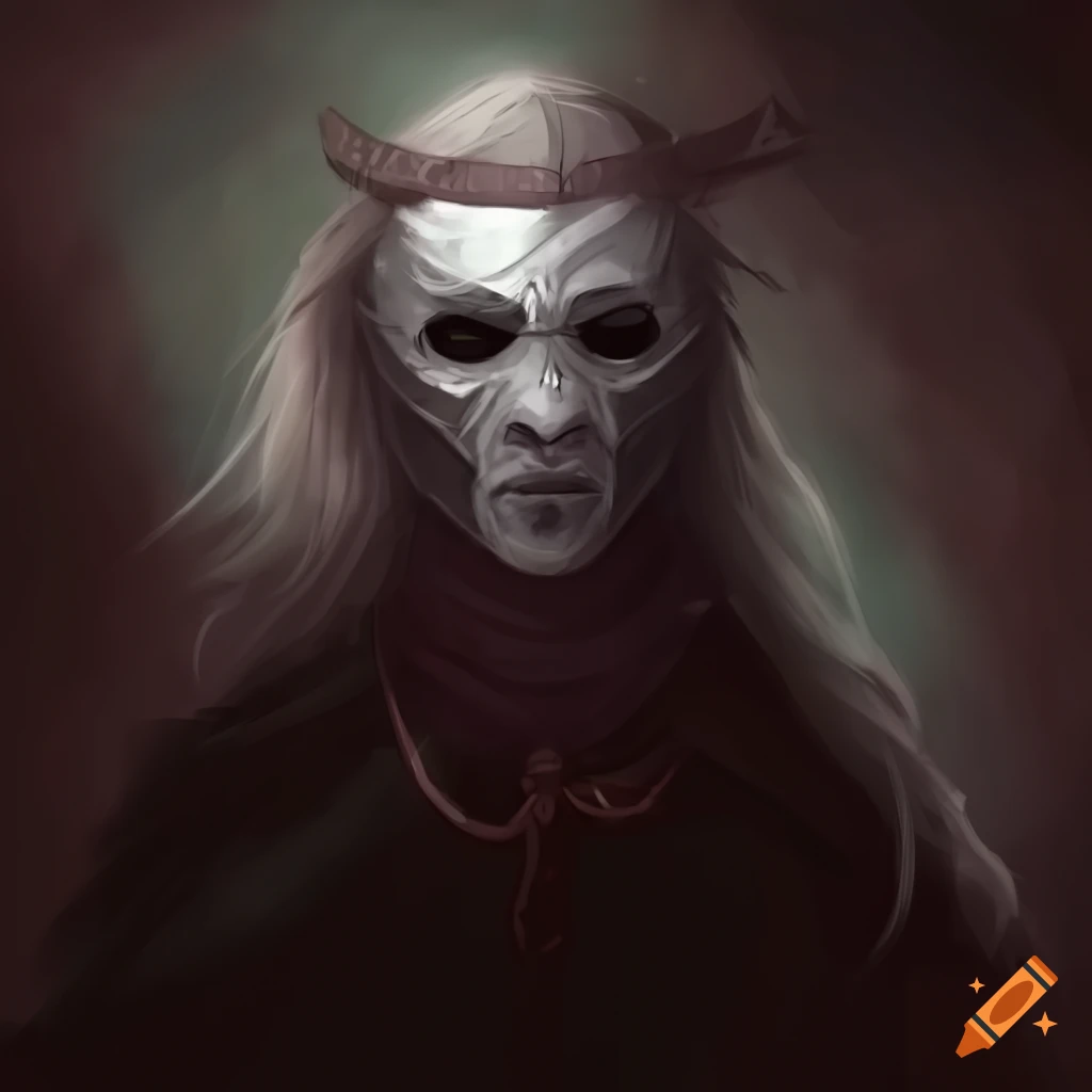 digital art of a knave wearing a white mask