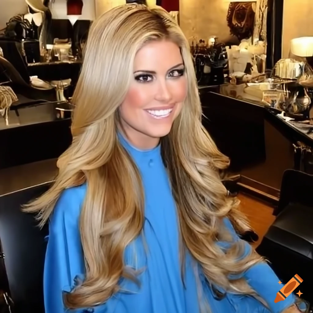Christina El Moussa getting her hair trimmed in a salon