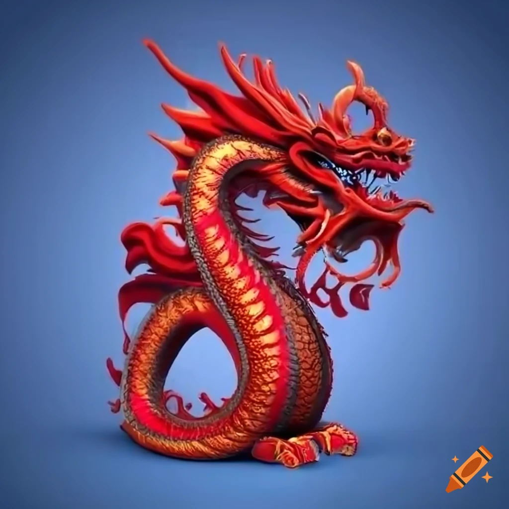 Chinese Dragon With Red Background. 3D Rendering, 3D Illustration. Stock  Photo, Picture and Royalty Free Image. Image 201024487.