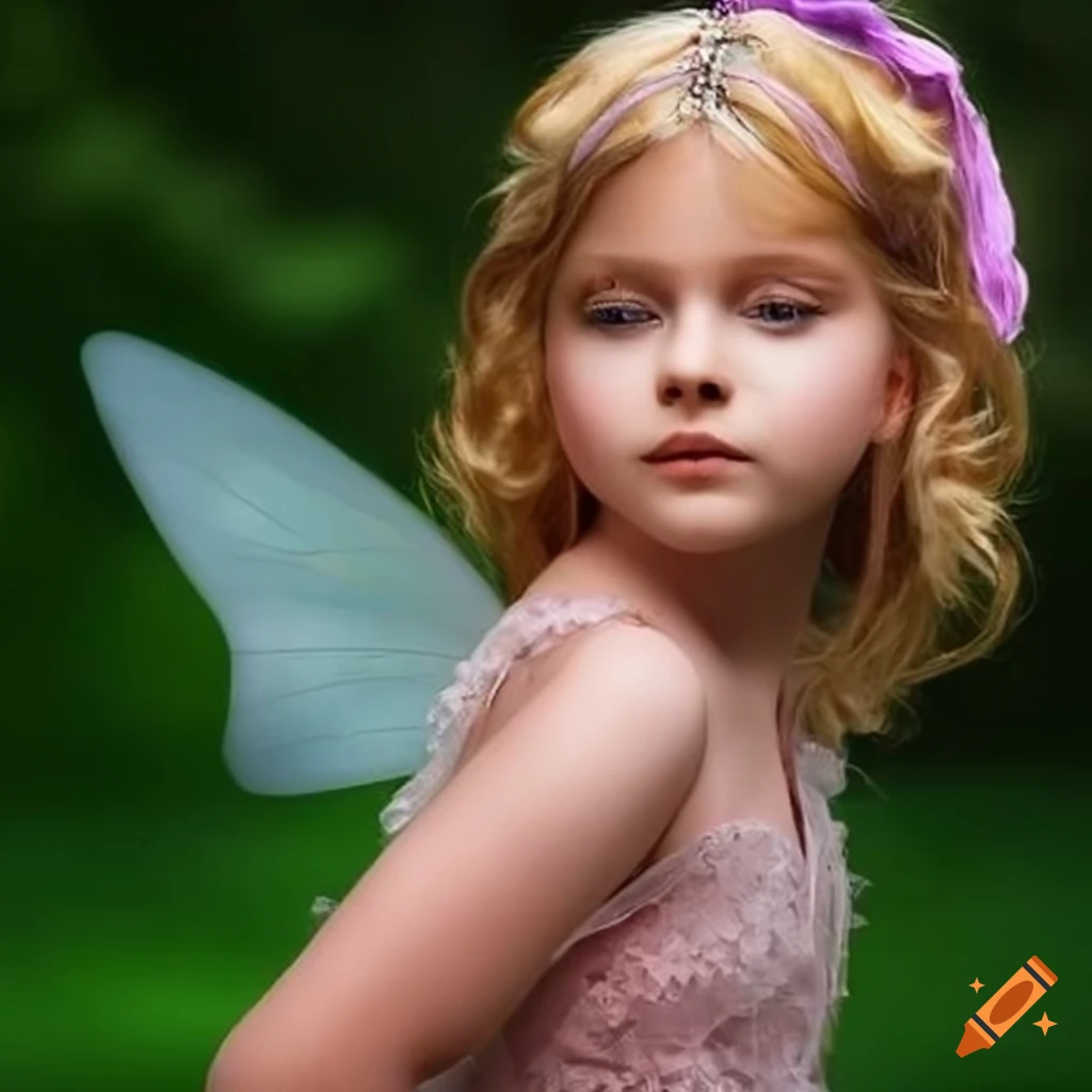 young pixie fairy with a delicate dress