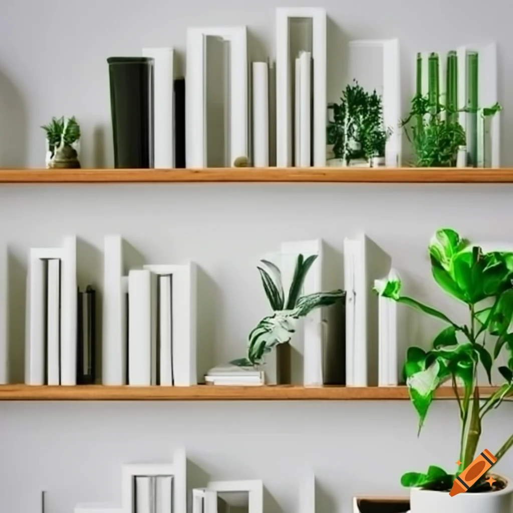 white wall with a bookshelf and plants for zoom background