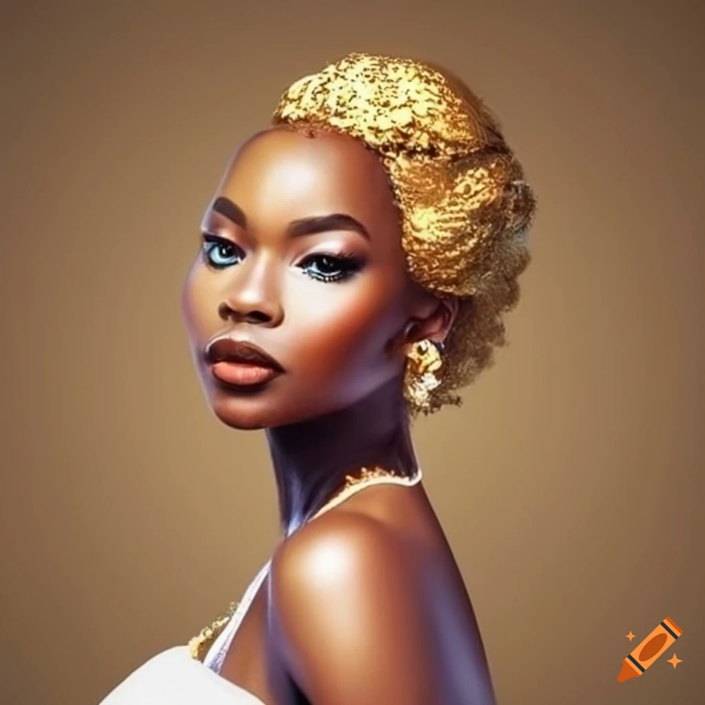 beautiful African American woman with golden hair