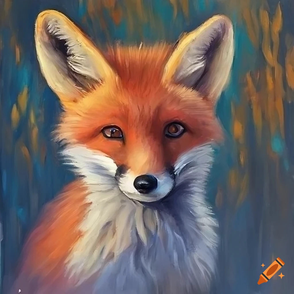 oil painting of a cute fox
