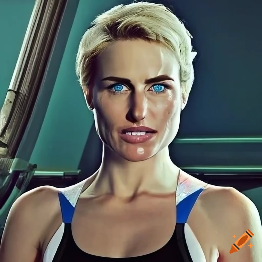 portrait of a sporty woman with painted triangles on her cheeks