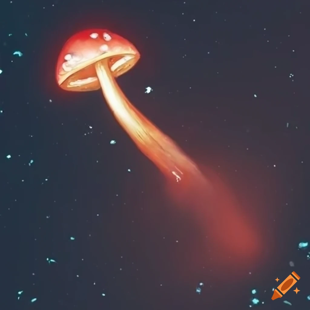 Comet with mushroomshaped tail in outer space