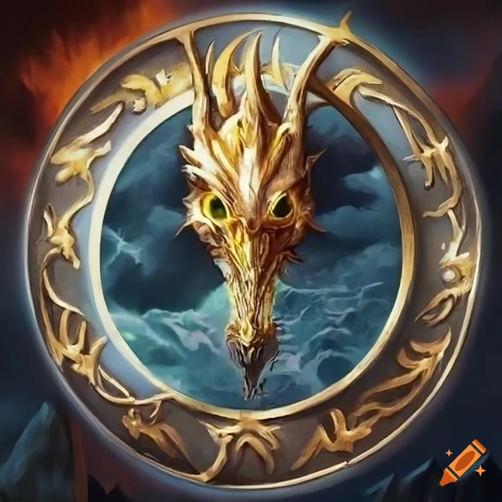Detailed artwork of a dragon emblem in a spiral circle on Craiyon